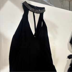 Express Black Tank Top with Silver Collar